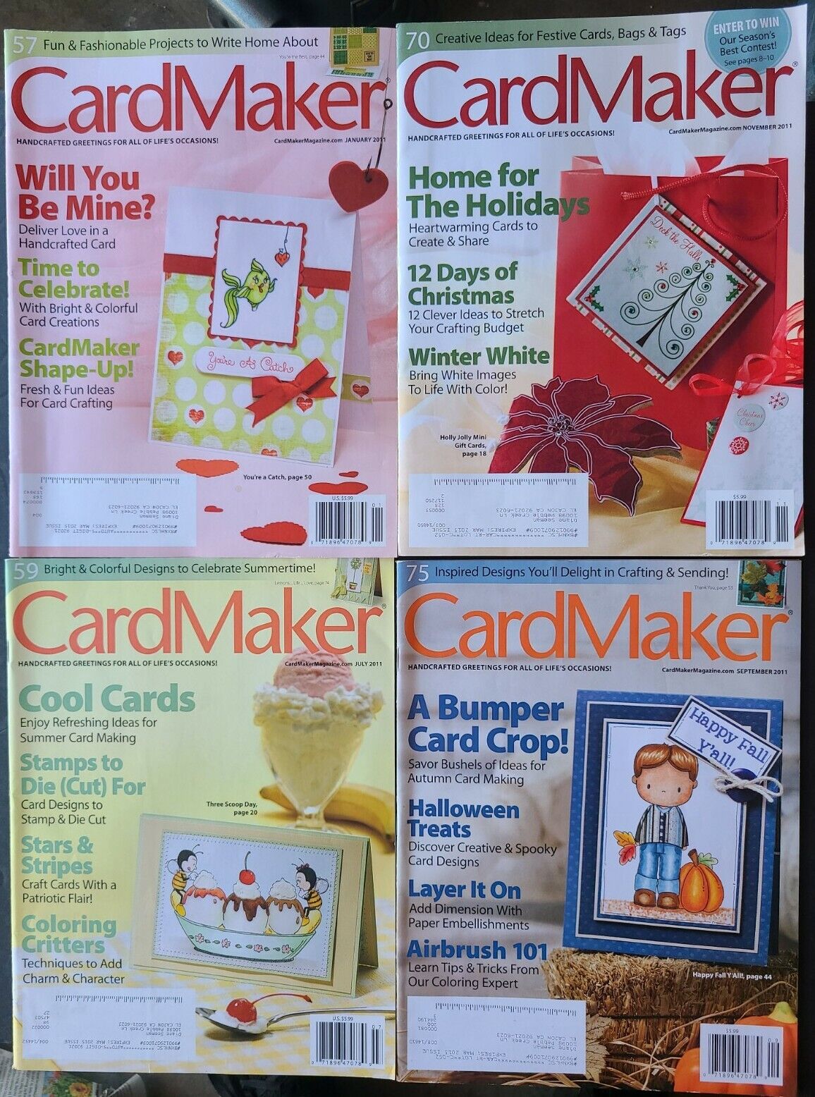 Card Maker  2011  Craft  Stamping Stenciling  Backgrounds  Magazines Lot Of 4