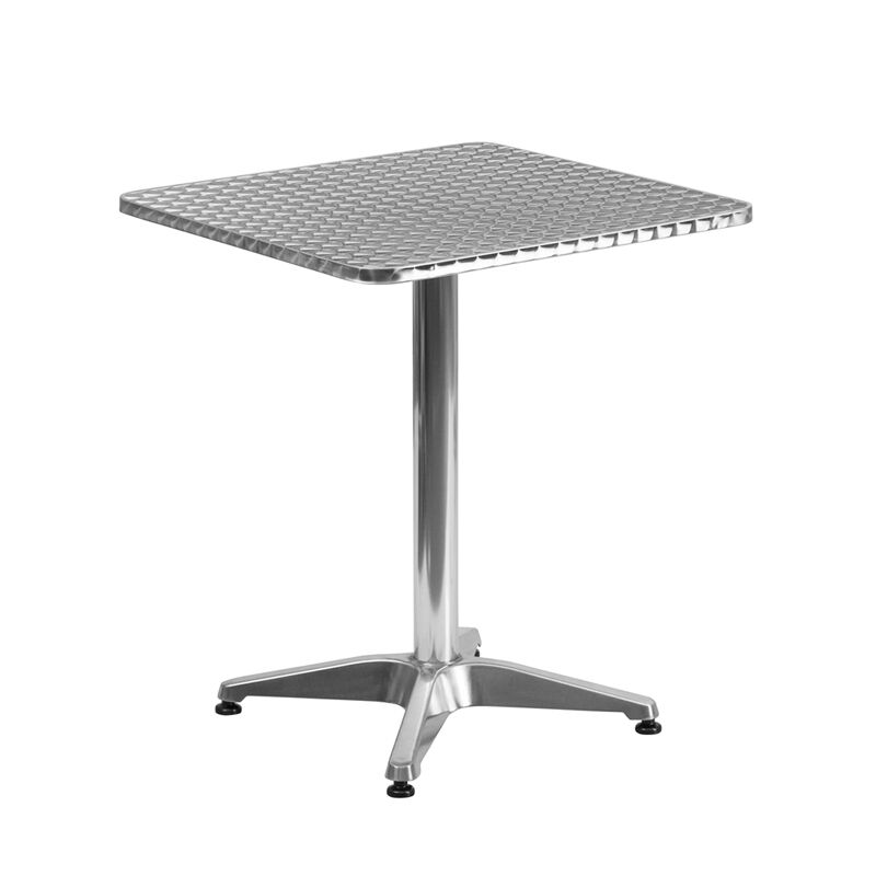 23.5'' Square Aluminum Indoor-outdoor Restaurant Dining Table With Metal Base