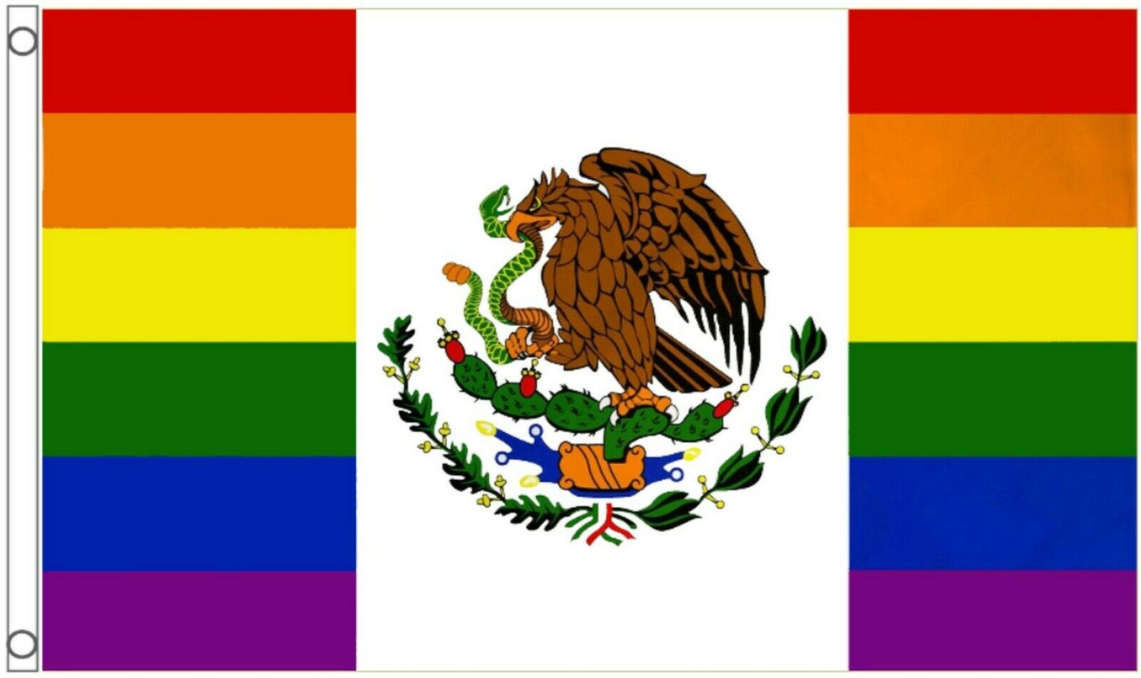 Mexico Rainbow Lgbtq+ Gay Pride 5'x3' Flag