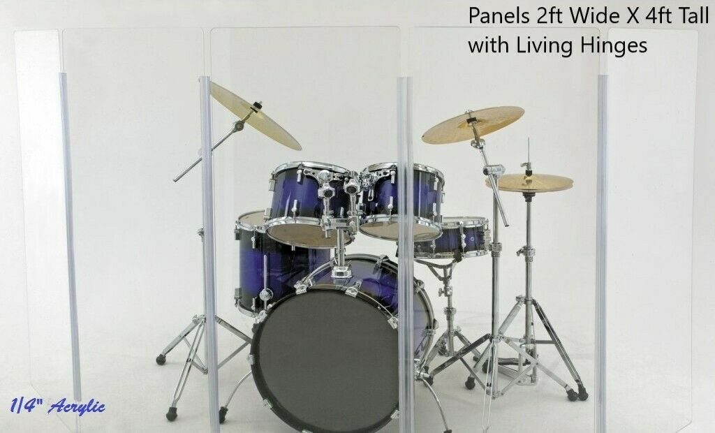 Acrylic Drum Shield Drum Screen Ds3 L Five Panels 2' X 4' With Living Hinges