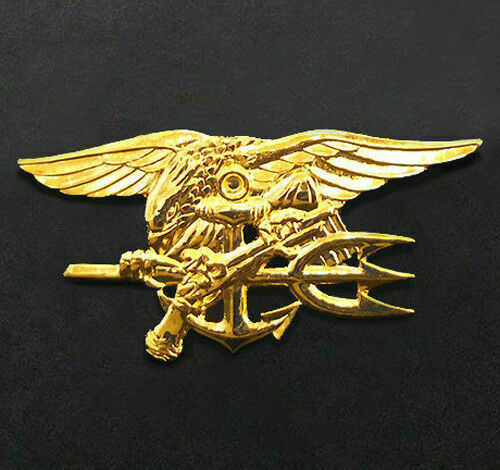 Us Navy Seals Special Warfare Gold Trident Insignia Badge Pin 2-3/4" Full Size