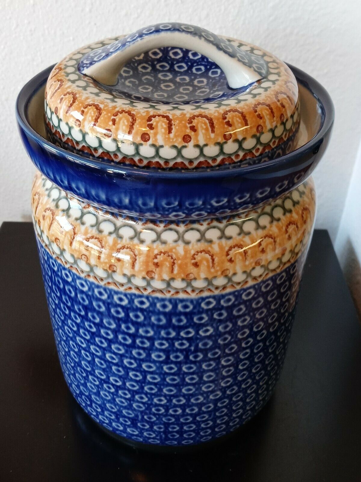 Ca Polish Pottery Large Canister Fermenting Crock Cookie Jar