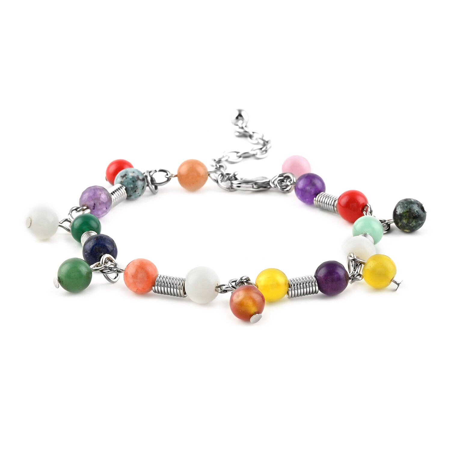 Check Out This Colorful Multi Genuine Gemstone Anklet 9-11"  Hypoallergenic