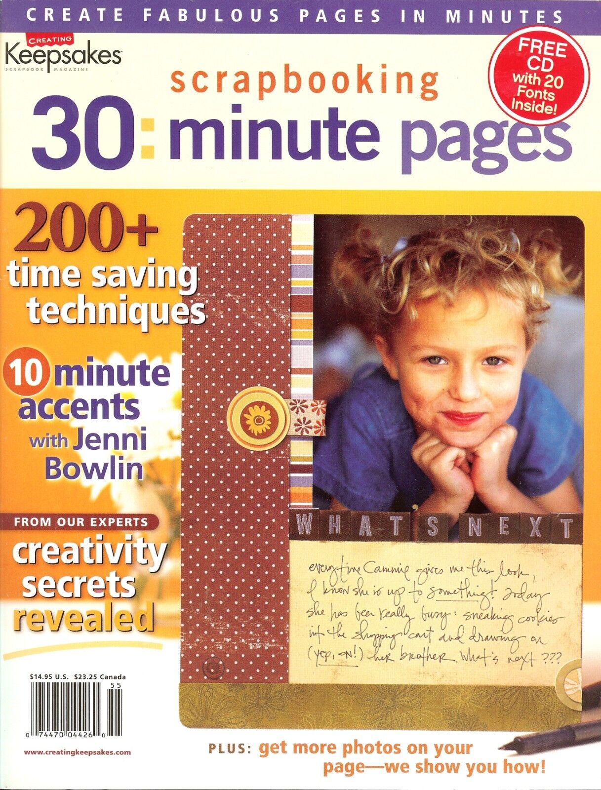 Creating Keepsakes - 30: Minute Scrapbooking Pages Idea Magazine, Font Cd Inside