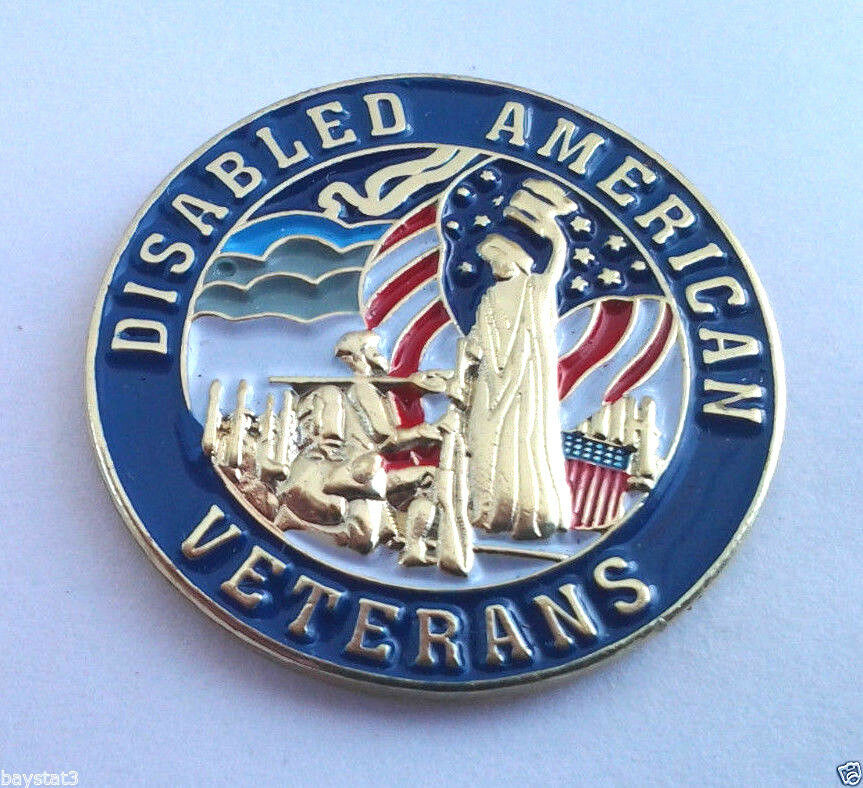 Disabled American Veterans (7/8" Round) Military Hero Hat Pin P62559 Ee