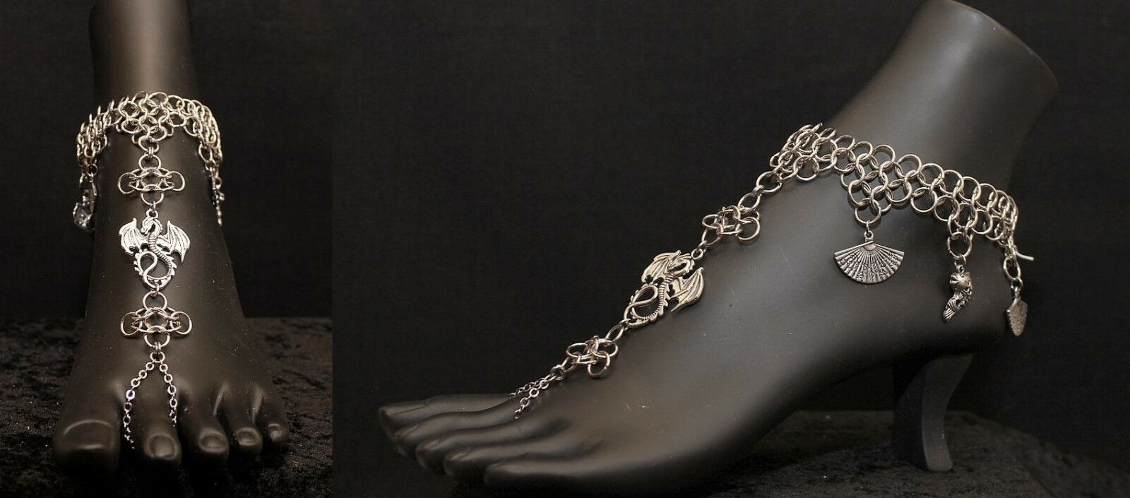Chainmaille Barefoot Sandal Slave Anklet Dragon Chainmaille Fantasy Maille Got