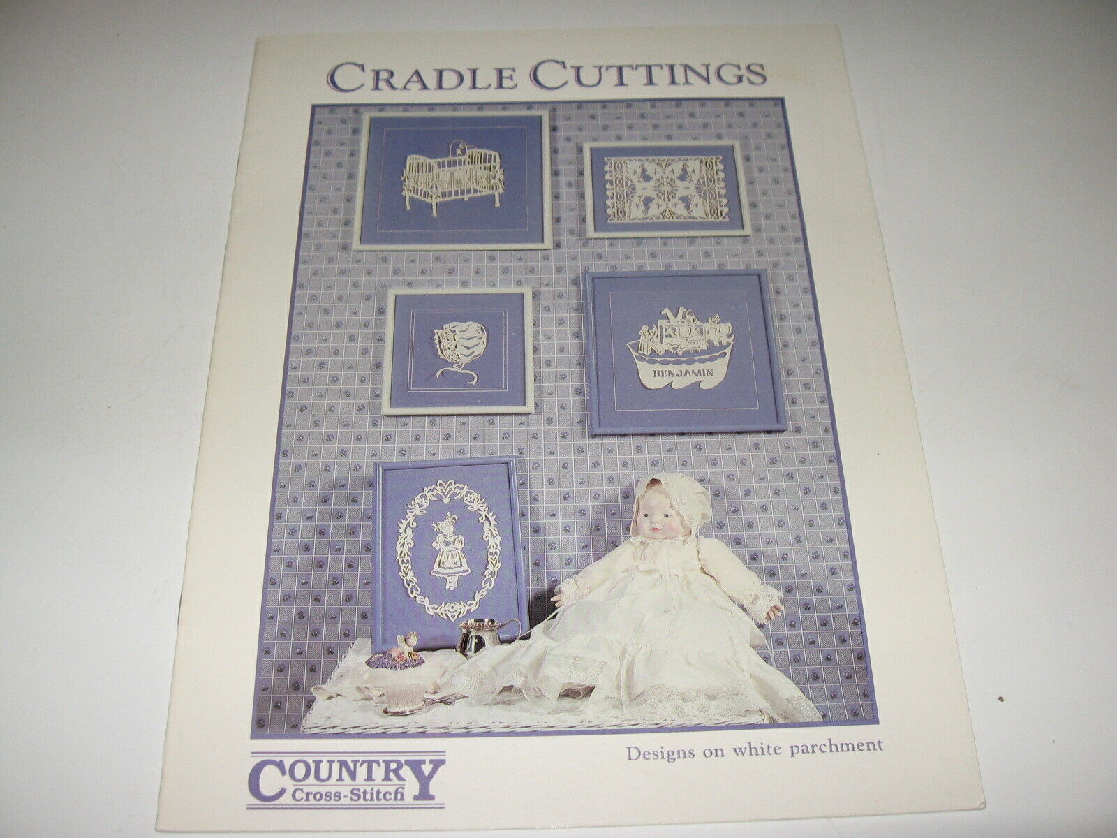 Cradle Cuttings Scherenschnitte Pattern Booklet Mary Munroe 1986 White Parchment