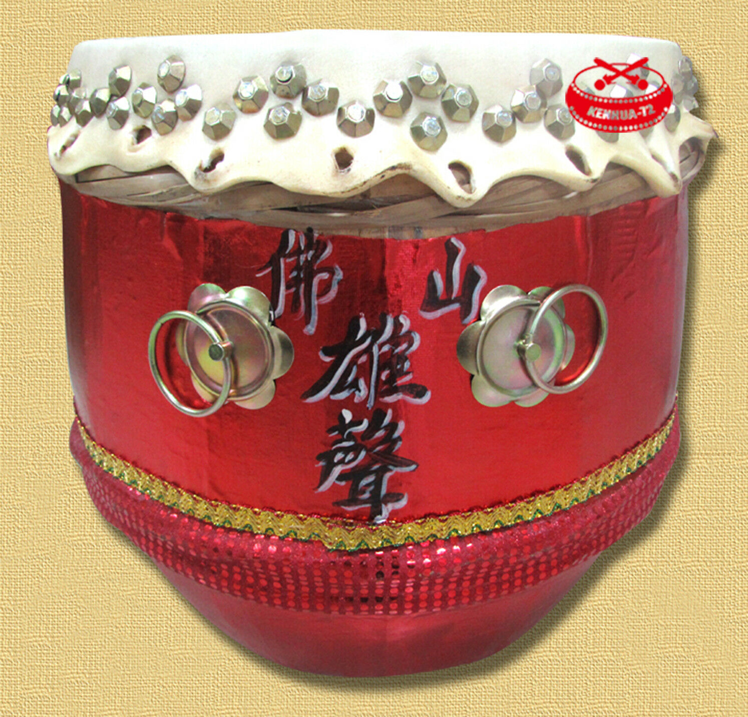 23.5in/60cm Golde Chinese Kung Fu/lion Dance Drum/traditional Handmade War Drum