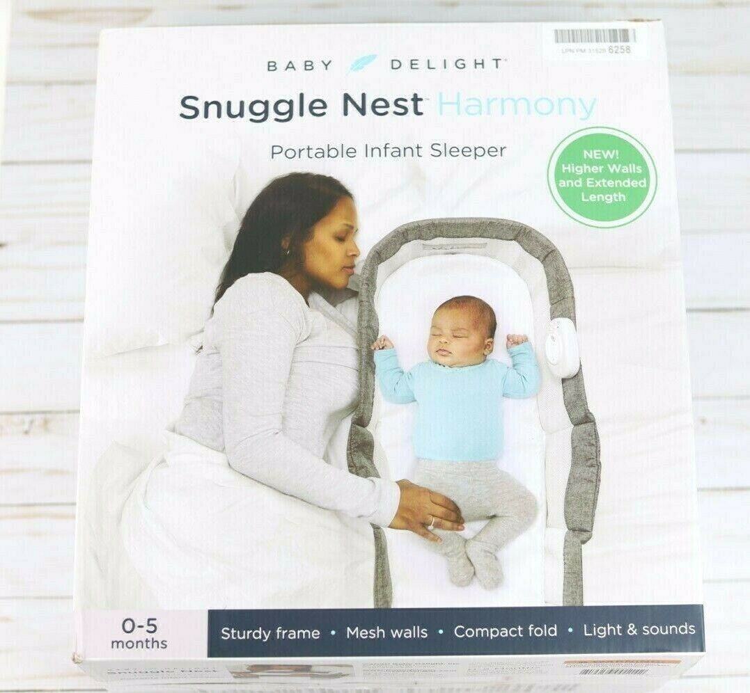 Baby Delight Snuggle Nest Harmony Portable Infant Sleeper | Charcoal Tweed