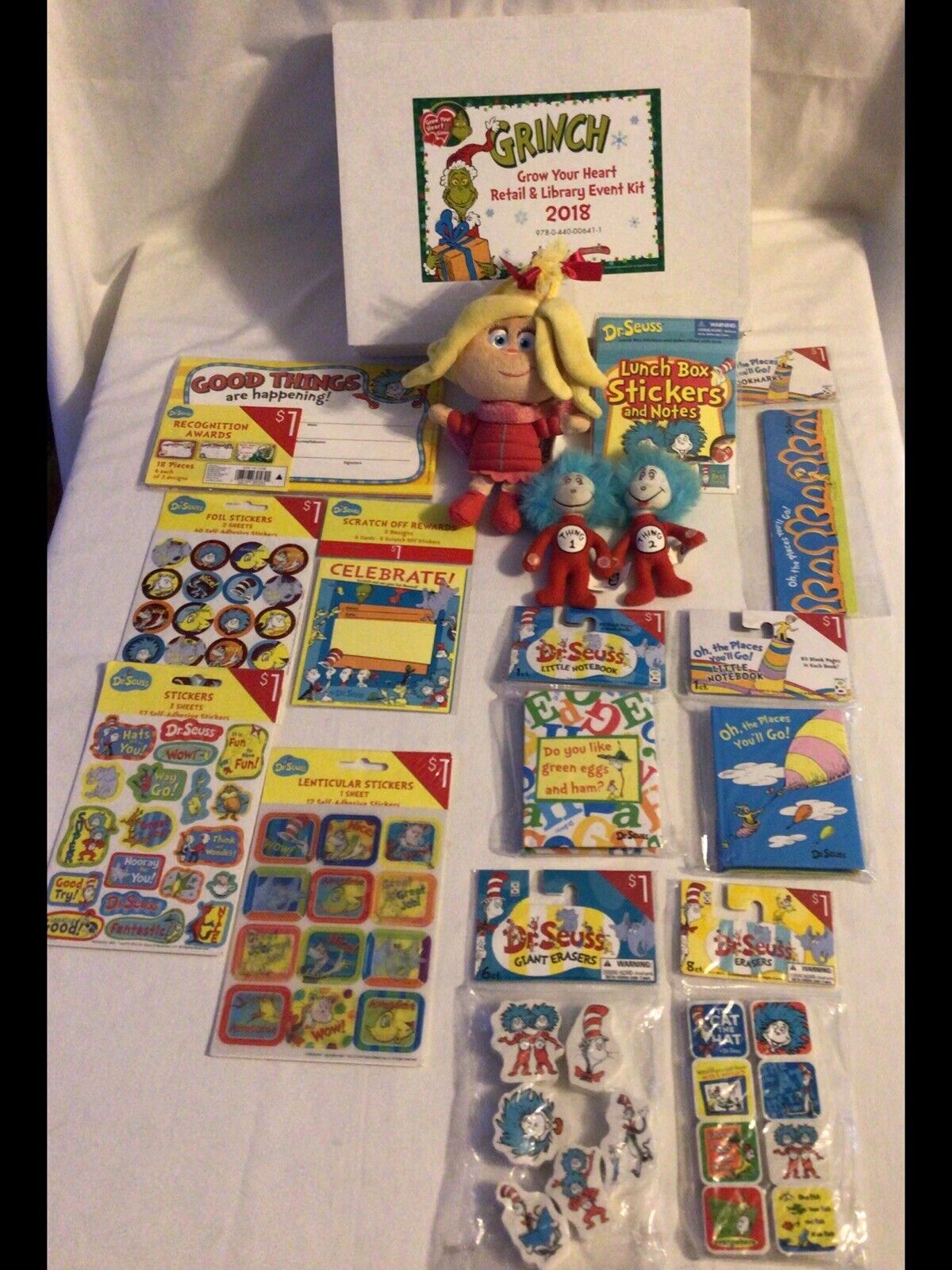 Dr. Seuss Huge Lot Of Teacher Rewards, Dr Seuss Plush, Event Kit, Stickers New