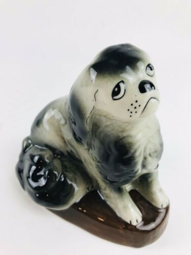 Antique Porcelit Chodziez Poland Porcelain Pekingese Dog Figurine Hand Painted