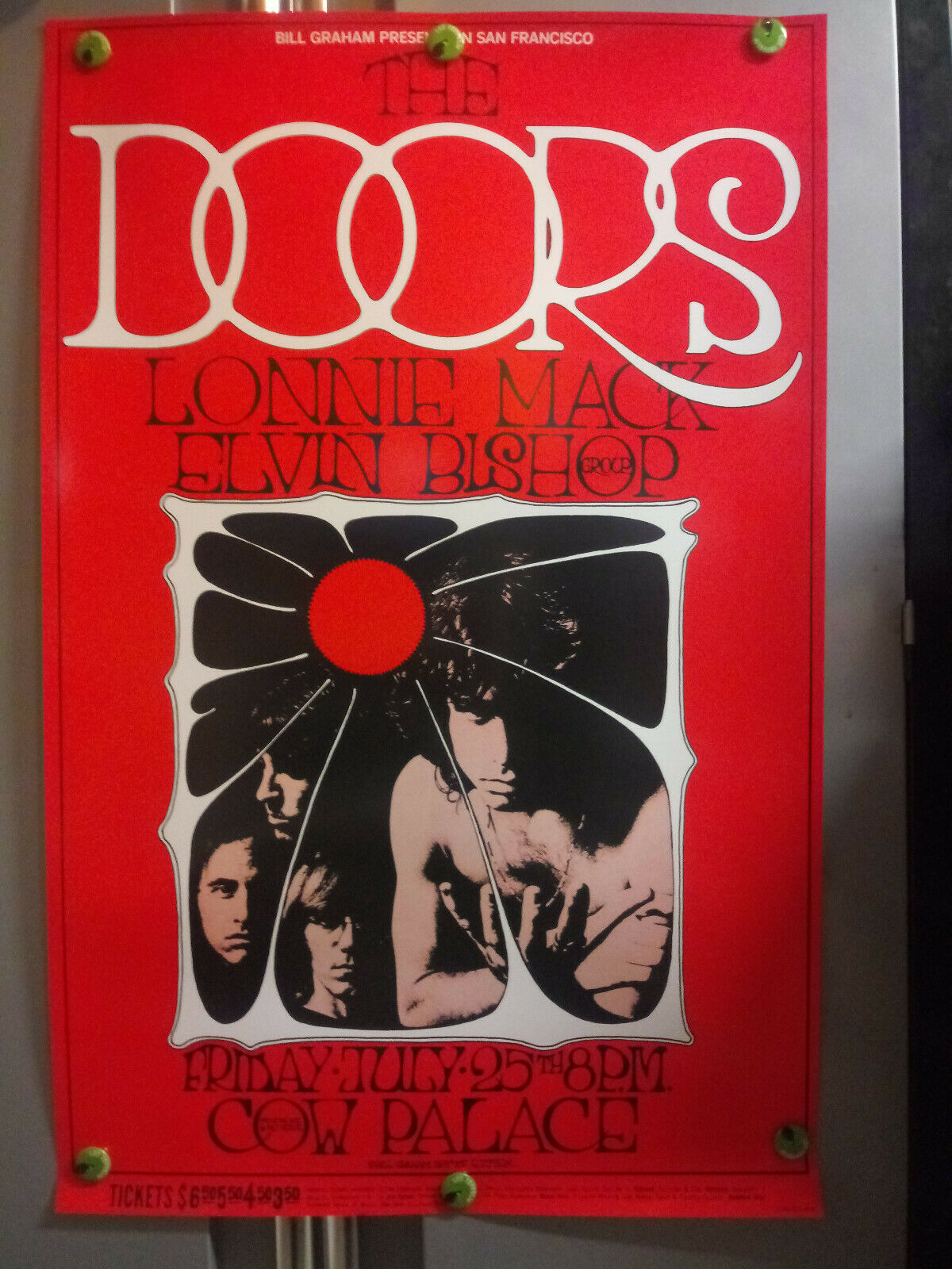 The Doors Lonnie Mack Bg 186-4 Randy Tuten  Bill Graham Cow Palace Poster