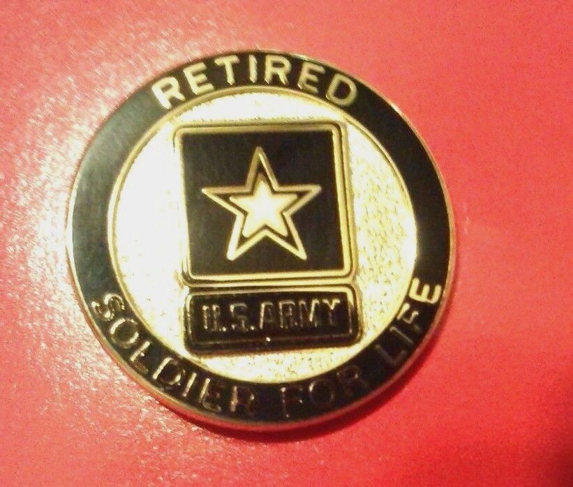Retired Army Soldier For Life Regulation Id Badge Pin   2"         ( Made  Usa )