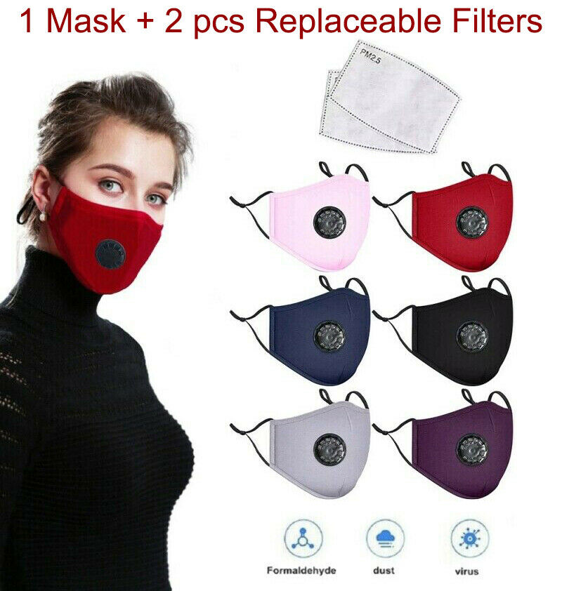 Adult Reusable Washable Pm2.5 Respirator Anti-fog Cover + 2 Carbon Filter Pads